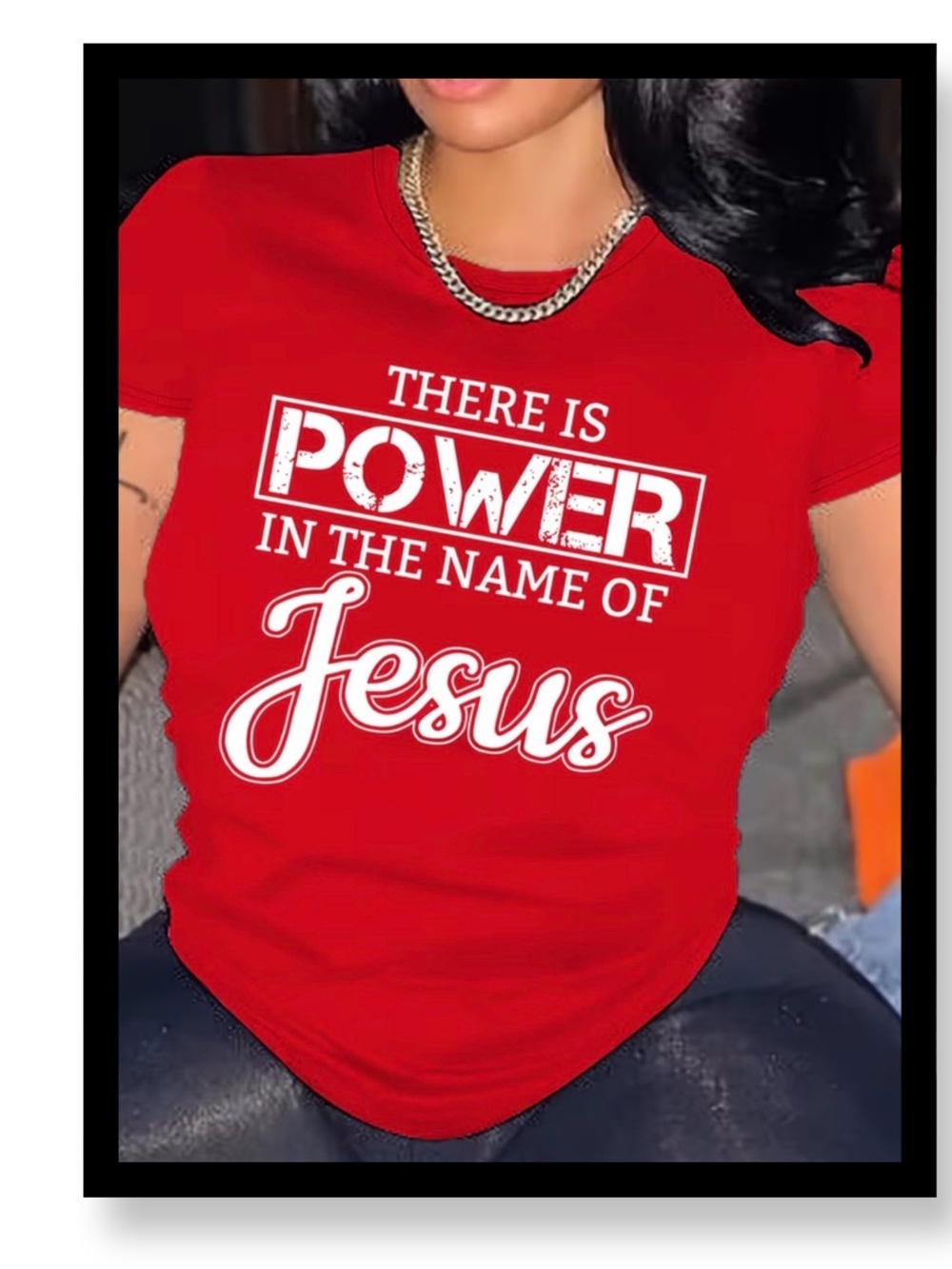 🆕 Women’s Plus size There Is Power in the Name of Jesus Red Printed Women's Tee